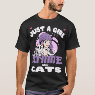 Camiseta Funny Just a Girl who loves Anime and Cats Lover