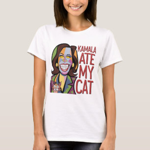 Camiseta Funny Kamala Harris e Sátira Assustada de Gato