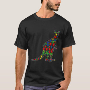 Camiseta Funny Kangaroo Animal Quebra-cabeça Parte Autismo