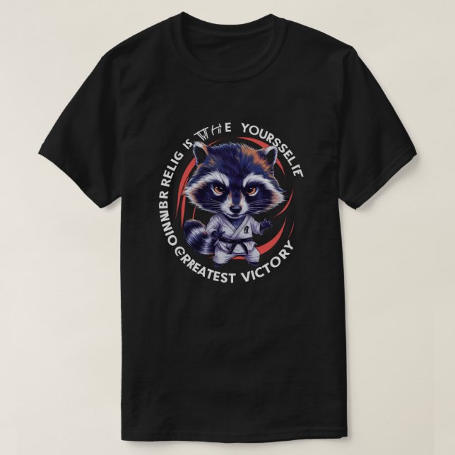Camiseta Funny Karate raccoon (Frente do Design)