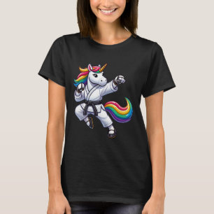 Camiseta Funny Karate Unicorn Black Belt Atletas Meninas