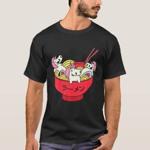 Camiseta Funny Kawaii Anime Japonês Ramen Noodles Unicorn