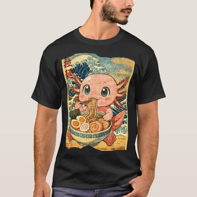 Camiseta Funny Kawaii Axolotl Ramen Noodle Bowl Japanese Wa (Frente)