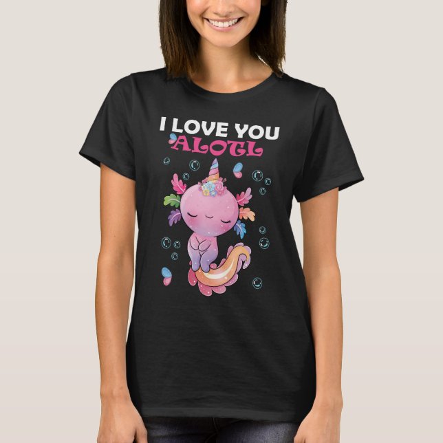 Camiseta Funny kawaii pink axolotl valentine (Frente)