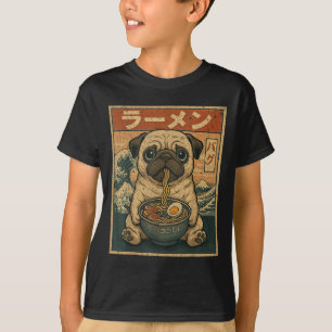 Camiseta Funny Kawaii Ramen Pug Noodles Japoneses Pug Comen