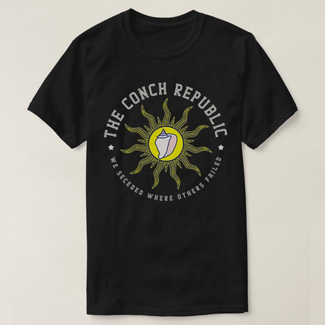 Camiseta Funny Key West Conch Republic Flórida Flag Secessi (Frente do Design)