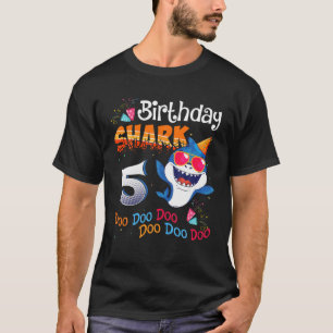 Camiseta Funny Kids Baby Shark 5 Years Old 5Th Birthday Doo