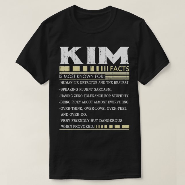 Camiseta Funny Kim FACTS Gift  Kim Name  (Frente do Design)