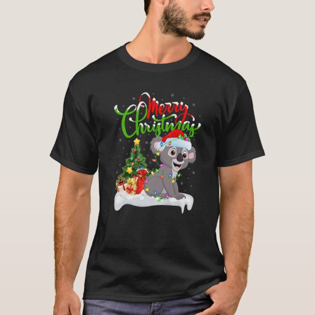Camiseta Funny Koala Amante de os animais Xmas Lighting Koa (Frente)