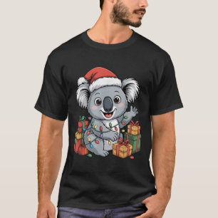Camiseta Funny Koala Santa Hat Animais Amadurece Fúria Chri