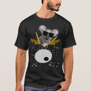 Camiseta Funny Koala Vestindo Óculos Solares Jogando Tambor