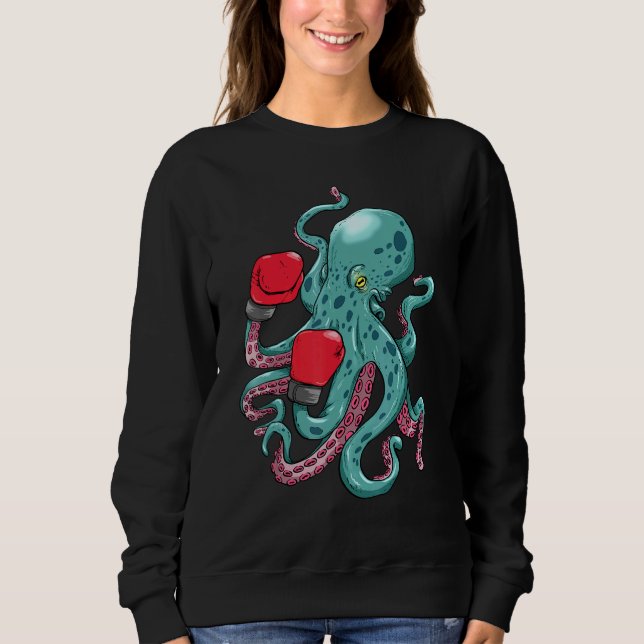 Camiseta Funny Kraken Octopus Boxando Luvas Submarinas Ocea (Frente)