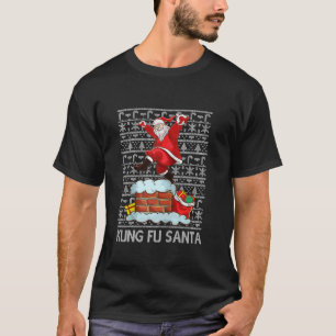 Camiseta Funny Kung Fu Santa Claus Chimney Ugly Christmas S