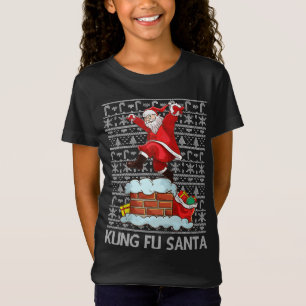 Camiseta Funny Kung Fu Santa Claus Chimney Ugly Christmas S