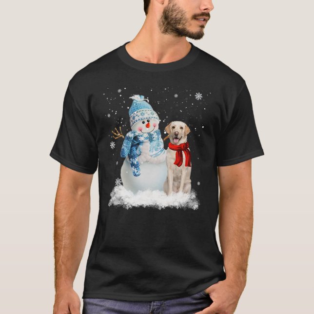 Camiseta Funny Labrador Dog Christmas Snowman Christmas Paj (Frente)