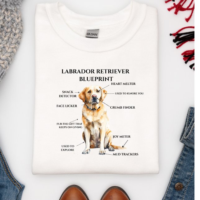 Camiseta Funny Labrador Retriever Blueprint (Criador carregado)
