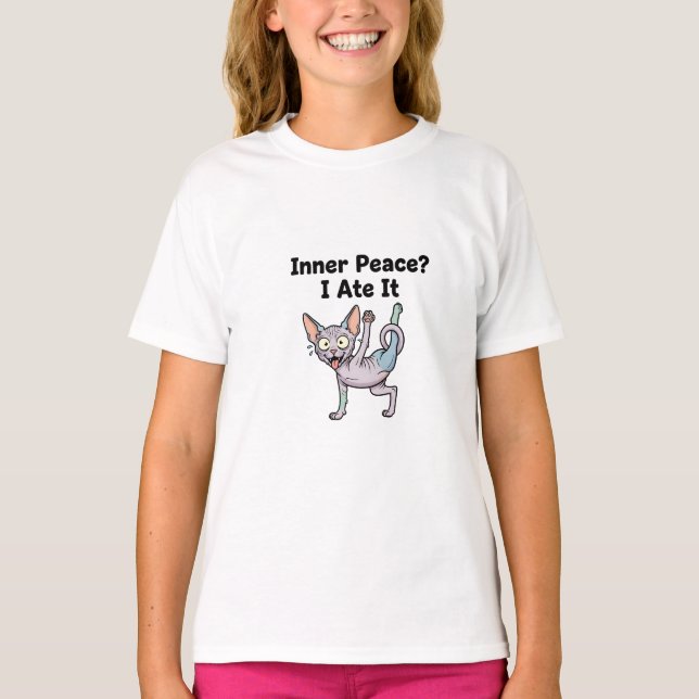 Camiseta Funny Lavender Sphynx Cat Cartoon Art (Frente)