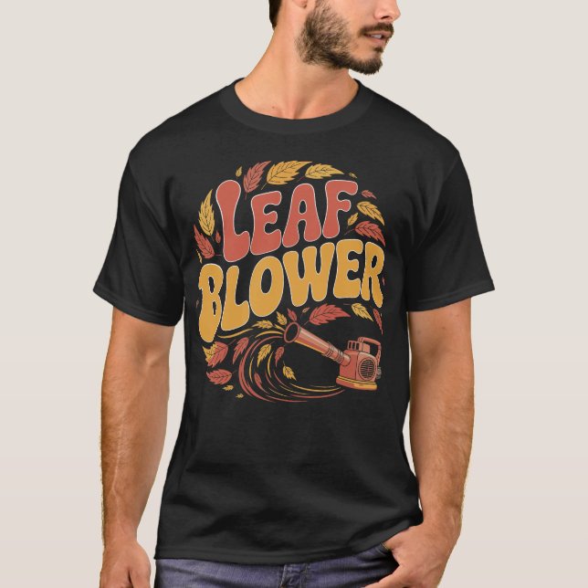Camiseta Funny Leaf Blower Retro Gardening Fall Halloween (Frente)