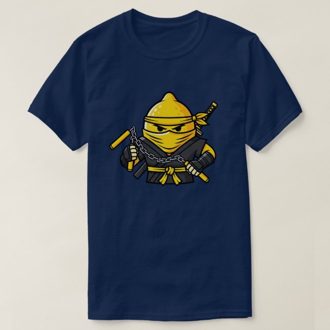 Camiseta Funny Lemon Shinobi Ninja Nunchucks Illustration (Frente do Design)