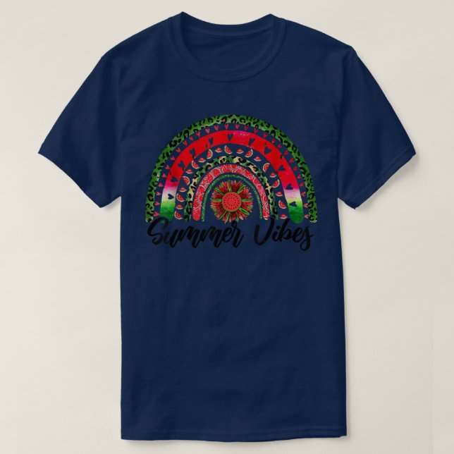 Camiseta Funny Lepard Sunflower Watermelle Boho Rainbow Su (Frente do Design)