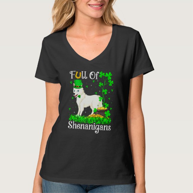 Camiseta Funny Leprechaun Shamrock Leaf Artic Wolf Rua Patc (Frente)