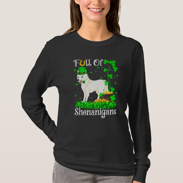 Camiseta Funny Leprechaun Shamrock Leaf Artic Wolf Rua Patc (Frente)