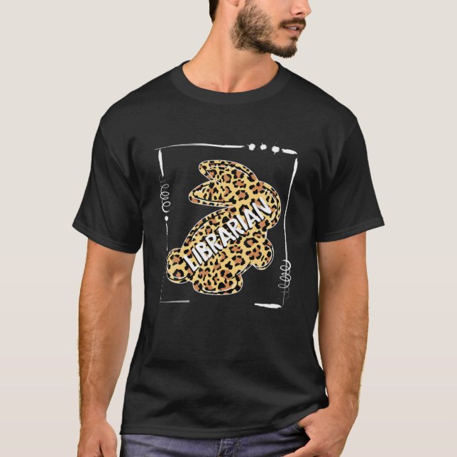 Camiseta Funny Librarian Leopard Bunny Rabbit Easter Christ (Frente)