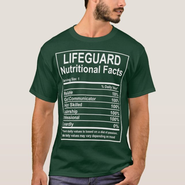 Camiseta Funny Lifeguard Nutritional Facts Lifeguard (Frente)