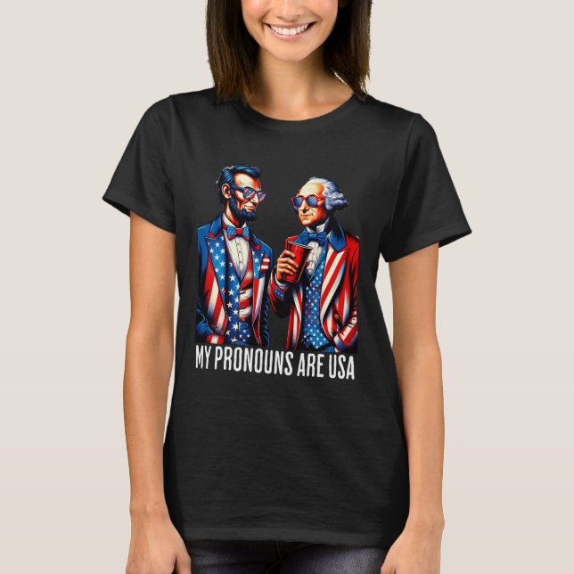 Camiseta Funny Lincoln Washington 4 de julho Patriótico Pro (Frente)