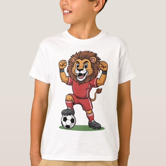 Camiseta funny lion play football (Frente)