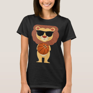 Camiseta Funny Lion Vestindo Pulmões Jogando Tanque De Basq
