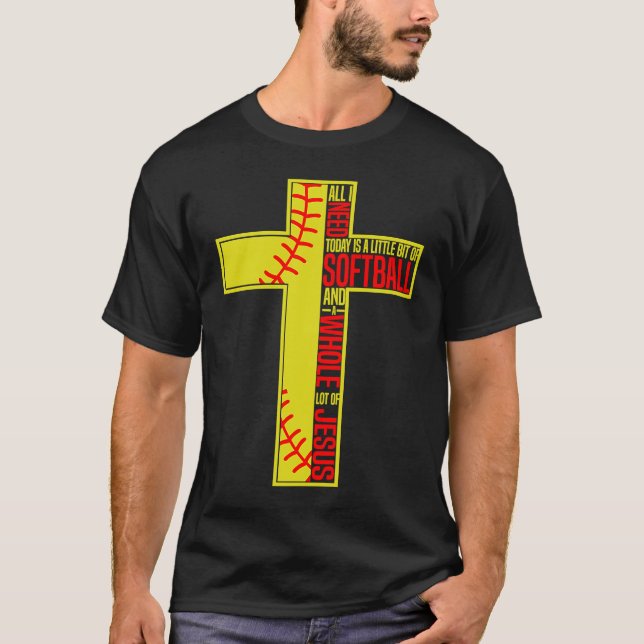 Camiseta Funny Little Bit Of Softball Whole Lot Of Jesus (Frente)