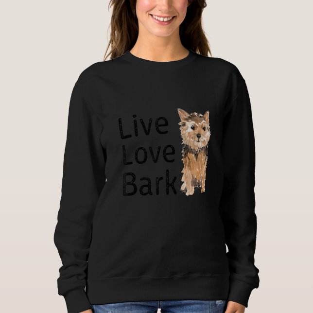 Camiseta Funny Live Love Latido Yorkshire Terrier Dog E Pup (Frente)