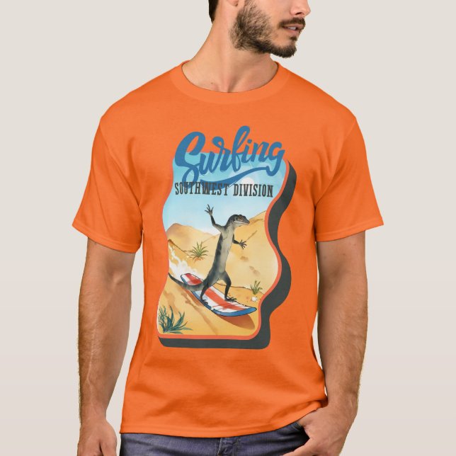 Camiseta Funny lizard surfing summer southwestern desert (Frente)
