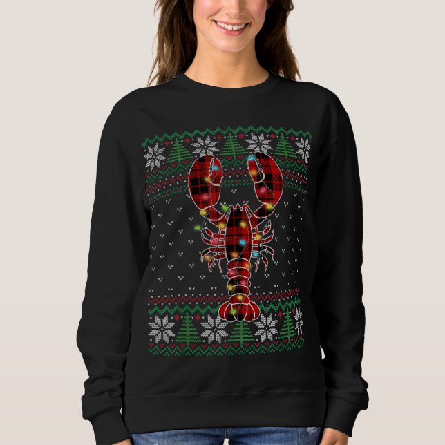 Camiseta Funny Lobster Ugly Sweater Christmas Animals Light (Frente)