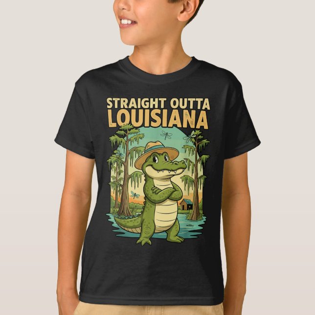 Camiseta Funny Louisiana Alligator Retro Wildlife Travel Ba (Frente)