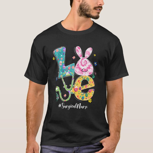 Camiseta Funny LOVE Bunny Surgical Nurse Easter Day Stethos (Frente)
