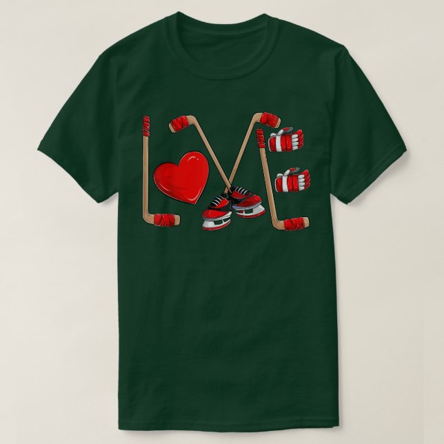 Camiseta Funny Love Hockey Valentines Day  Toddler Boys Kid (Frente do Design)