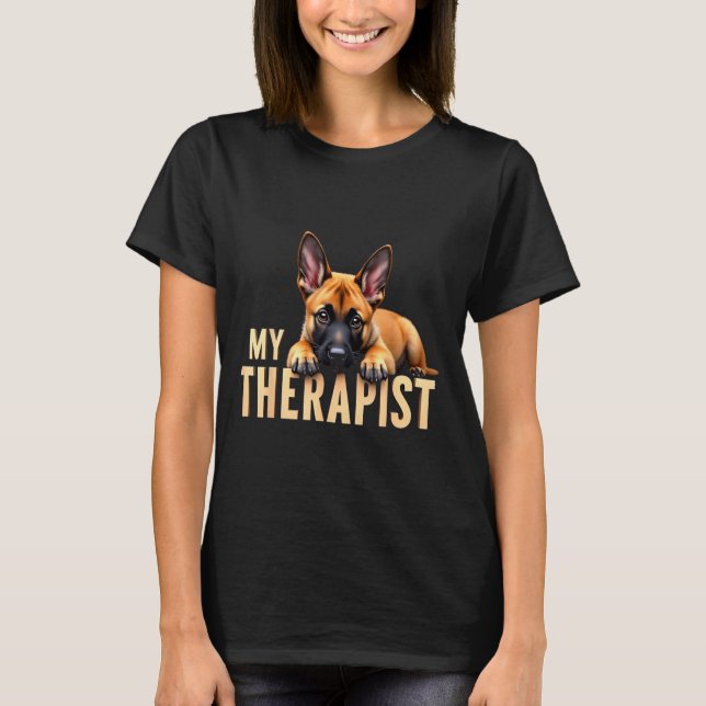 Camiseta Funny Malinois Puppy My Therast Belgian Shepherd D (Frente)