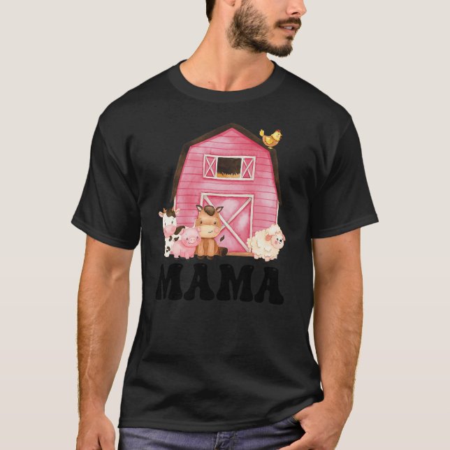 Camiseta Funny Mama Farm Animals Birthday Theme Matching Fa (Frente)