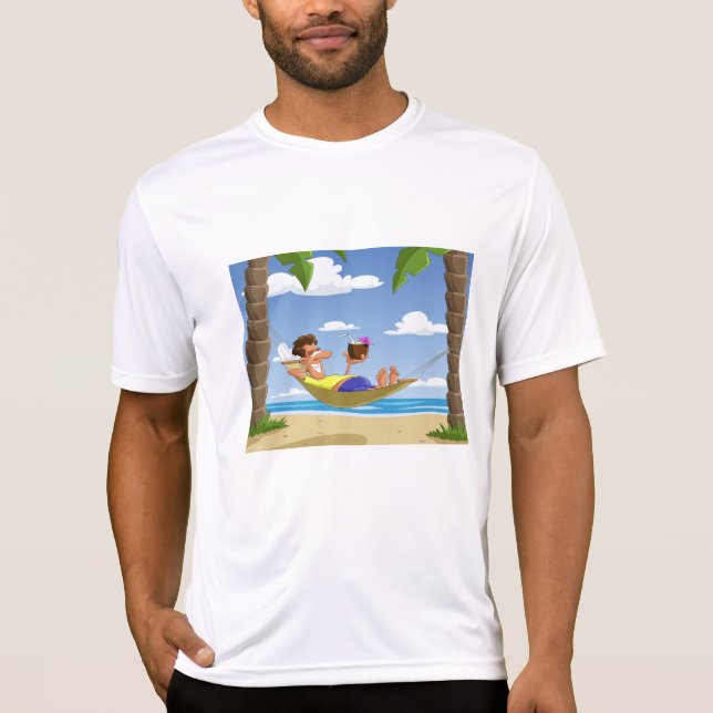 Camiseta Funny Man Relaxing in Beach Hammock (Frente)