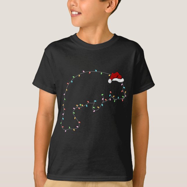 Camiseta Funny Manatee Xmas Lighting Santa Hat Manatee Chri (Frente)