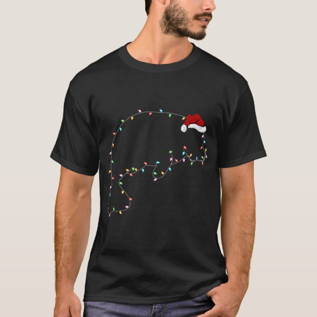 Camiseta Funny Manatee Xmas Lighting Santa Hat Manatee Chri (Frente)