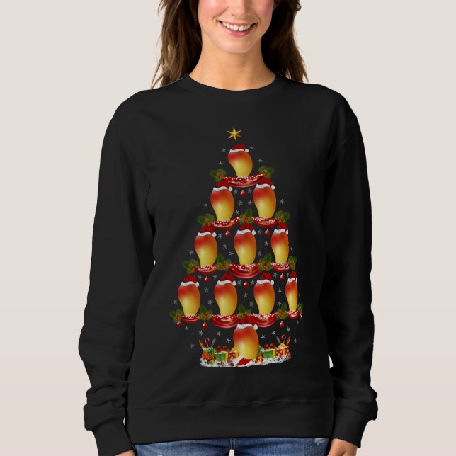 Camiseta Funny Mango Fruta Xmas Tree Lighting Mango Christm (Frente)