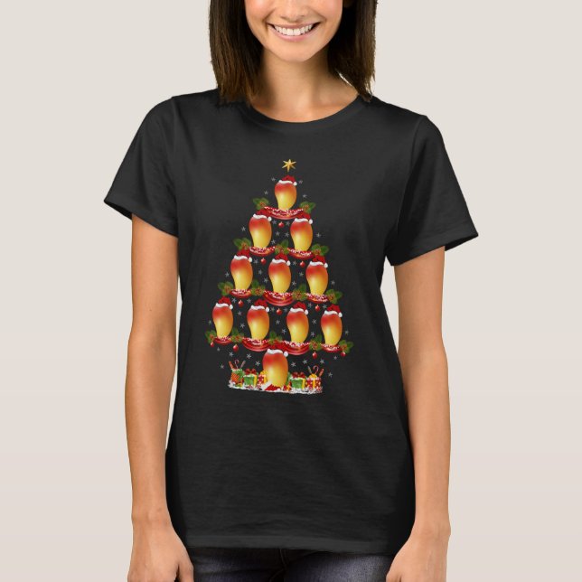 Camiseta Funny Mango Fruta Xmas Tree Lighting Mango Christm (Frente)