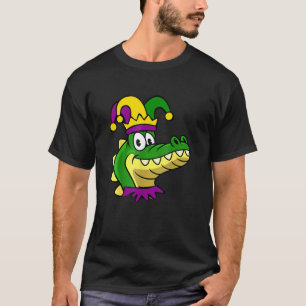 Camiseta Funny Mardi Gras Alligator Head Jester Louisiana C
