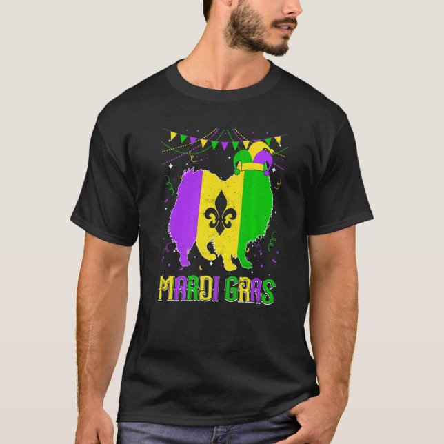 Camiseta Funny Mardi Gras American Eskimo Dog Dad Mom Mardi (Frente)