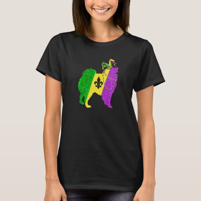 Camiseta Funny Mardi Gras American Eskimo Dog Mardi Gras Ha (Frente)