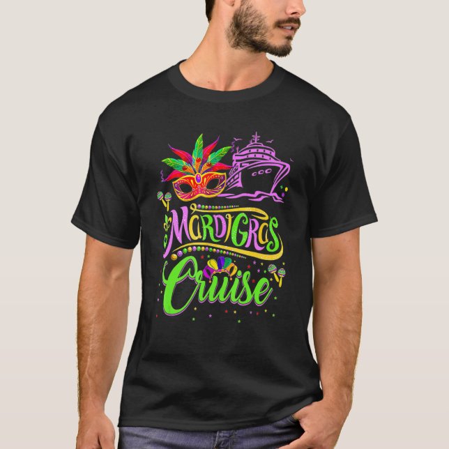 Camiseta Funny Mardi Gras Cruise Cruising Mask Cruise Ship  (Frente)