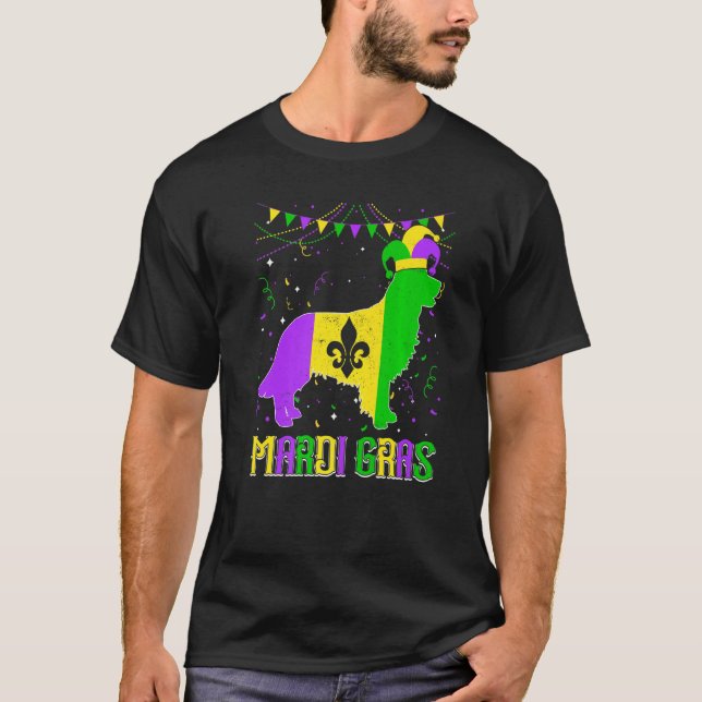 Camiseta Funny Mardi Gras Golden Retriever Dog Dad Mom Mard (Frente)
